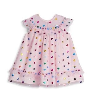 Pippa & Julie Foil Hearts Illusion Dress